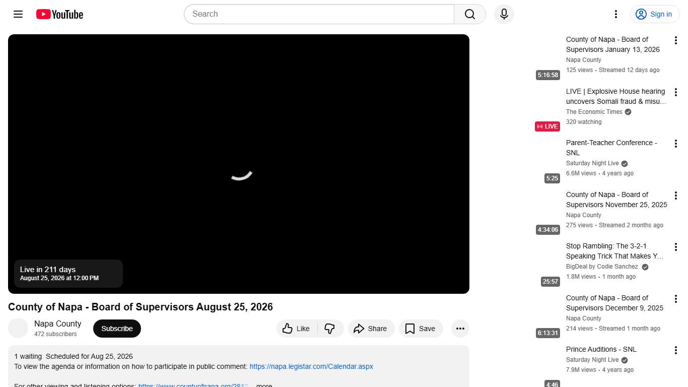 County of Napa - Board of Supervisors August 25, 2026 - YouTube